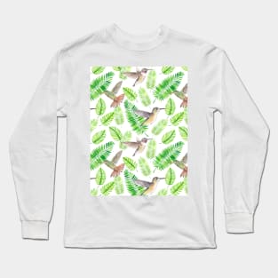 Hummingbirds and tropical leaves Long Sleeve T-Shirt